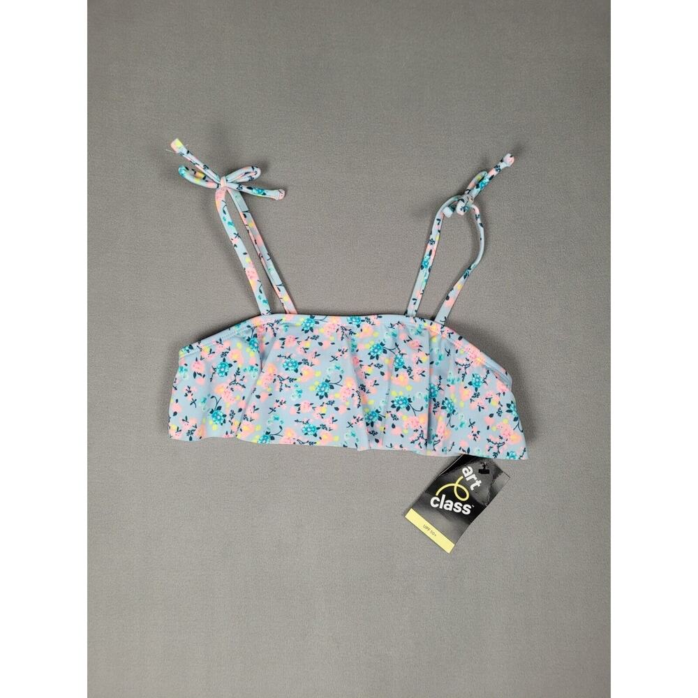 Art Class Girls' Flounce Bikini Top, UPF 50+, Size Medium (7/8)